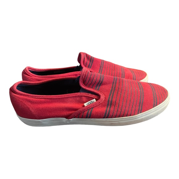 VANS Coastal Slip On Low Profile Red & Navy Striped Sneakers Men Size 11.5 - Picture 5 of 12